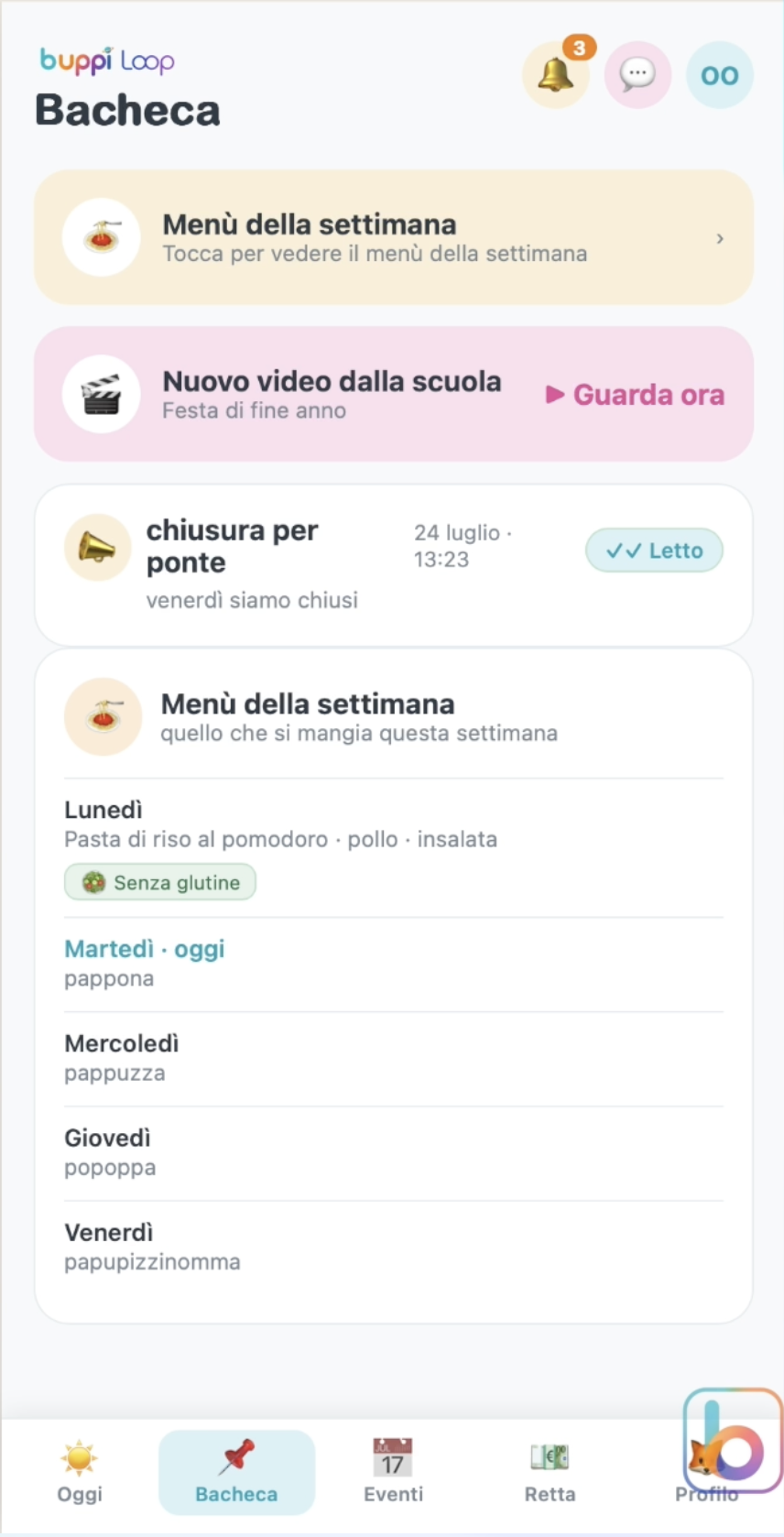 Buppi Loop — Bacheca e comunicazioni
