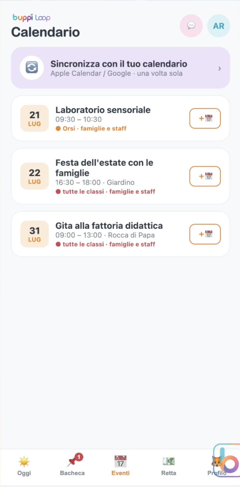 Buppi Loop — Eventi e calendario